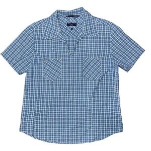 💙💖Vintage‎ Regatta Blue Plaid Short Sleeve Popover Shirt Coastal Cottage